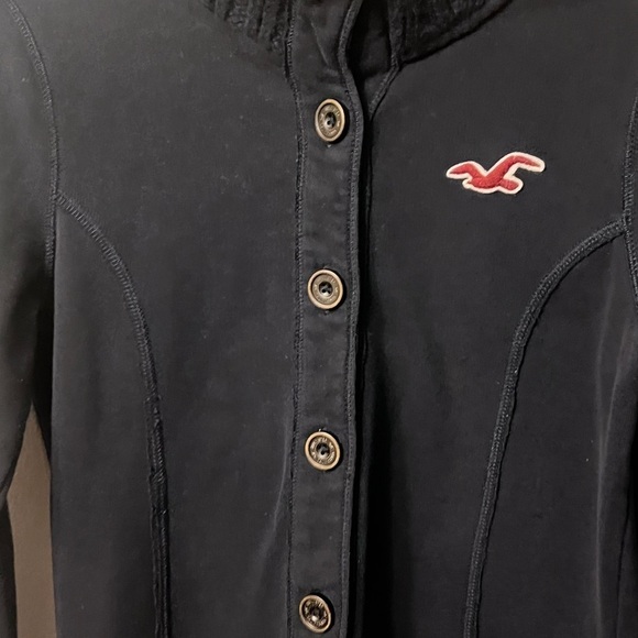 Hollister dark blue Black Button-Up Jacket sz S Y2K 314 - Picture 5 of 10